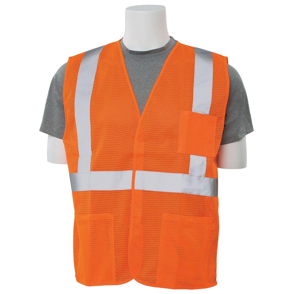ERB Safety Hi-Viz Orange Safety Vest with Hook and Loop Closure in Hi-Viz Orange 