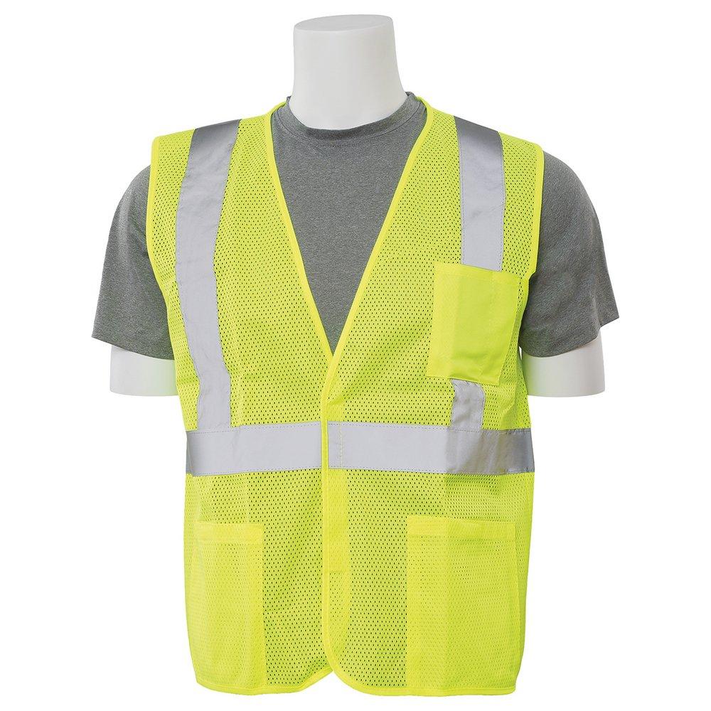 ERB Safety Hi-Viz Lime Safety Vest with Hook and Loop Closure in Hi-Viz Lime 