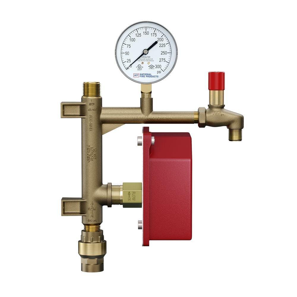 National Fire Products Cast Brass Male Threaded Inline Check Valve, Pressure Relief Valve and Retard 
