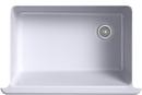 KOHLER White 32-11/16 x 21-9/16 in Cast Iron Single Bowl Farmhouse Kitchen Sink for Apron Front or Undermount Installation 