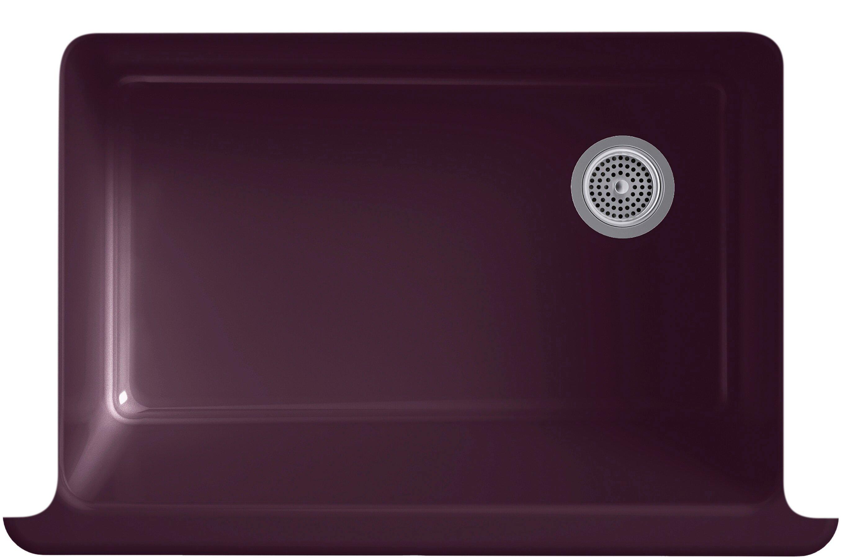 KOHLER White 32-11/16 x 21-9/16 in. No Hole Cast Iron Single Bowl Undermount Kitchen Sink 