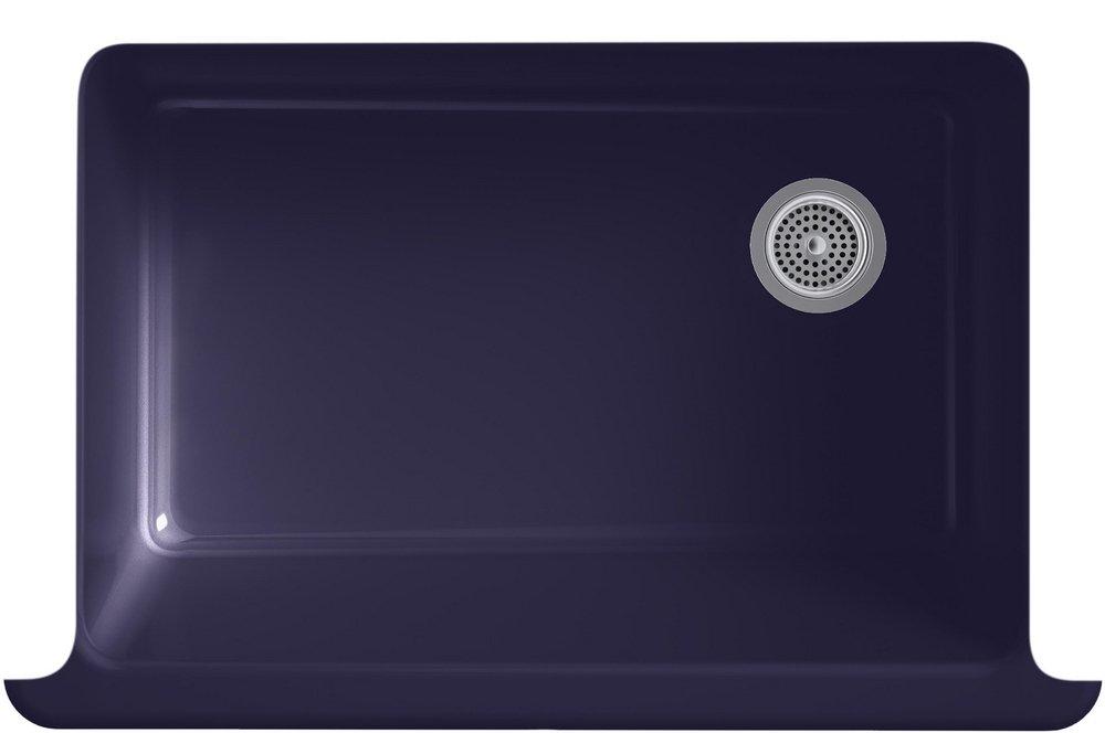 KOHLER White 32-11/16 x 21-9/16 in Cast Iron Single Bowl Farmhouse Kitchen Sink for Apron Front or Undermount Installation 