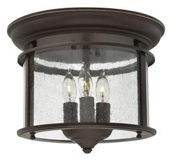 3-Light Ceiling Light Fixture with Clear Seedy Panel Glass in Oil Rubbed Bronze