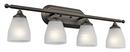 100W 4-Light Bathroom Fixture with Satin Etched Glass in Olde Bronze