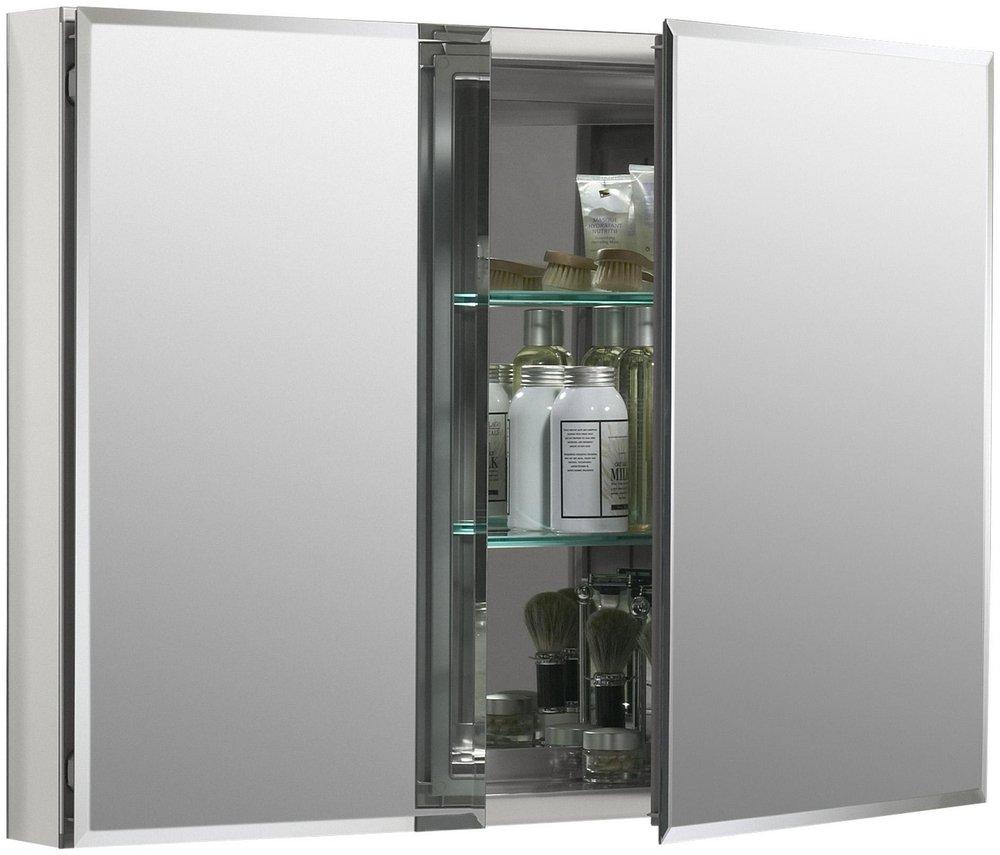 KOHLER 26 in. Double Door Aluminum Medicine Cabinet with Square Mirror 