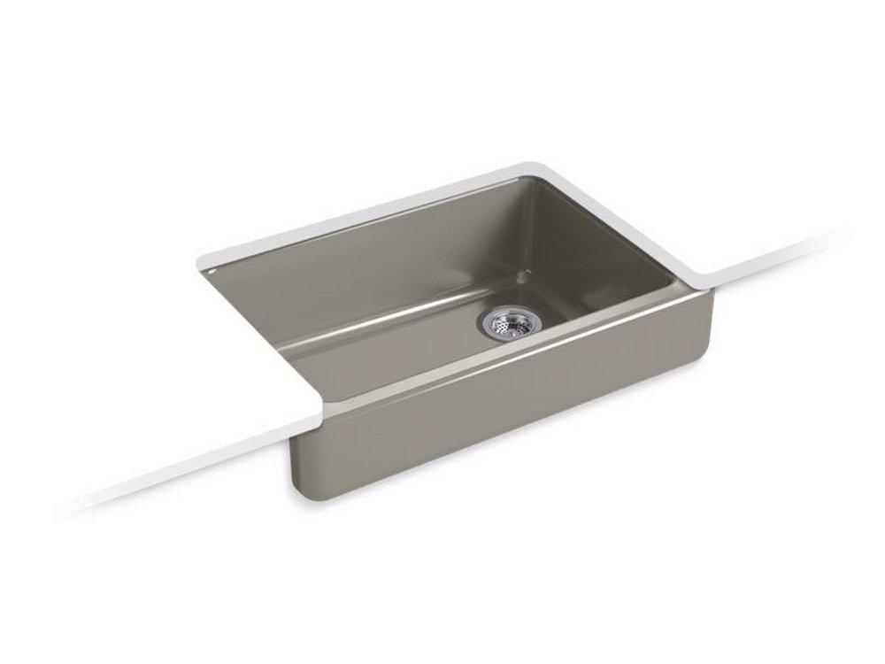 KOHLER Cashmere 32-1/2 x 21-9/16 in. Cast Iron Single Bowl Farmhouse Kitchen Sink with Short Apron 