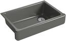 KOHLER Thunder&trade; Grey 32-1/2 x 21-9/16 in. Cast Iron Single Bowl Farmhouse Kitchen Sink with Short Apron 