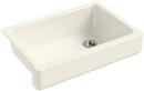 32-1/2 x 21-9/16 in. Cast Iron Single Bowl Farmhouse Kitchen Sink with Short Apron in Biscuit