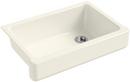 KOHLER Biscuit 32-1/2 x 21-9/16 in. Cast Iron Single Bowl Farmhouse Kitchen Sink with Short Apron 