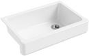 KOHLER White 32-1/2 x 21-9/16 in. Cast Iron Single Bowl Farmhouse Kitchen Sink with Short Apron 