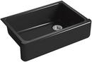 32-11/16 x 21-9/16 in Cast Iron Single Bowl Farmhouse Kitchen Sink for Apron Front or Undermount Installation in Black Black