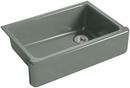 32-11/16 x 21-9/16 in Cast Iron Single Bowl Farmhouse Kitchen Sink for Apron Front or Undermount Installation in Basalt