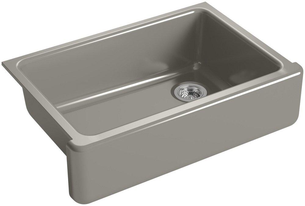 KOHLER Cashmere 32-11/16 x 21-9/16 in Cast Iron Single Bowl Farmhouse Kitchen Sink for Apron Front or Undermount Installation 