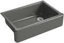 KOHLER Thunder&trade; Grey 32-11/16 x 21-9/16 in Cast Iron Single Bowl Farmhouse Kitchen Sink for Apron Front or Undermount Installation 