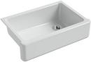 KOHLER Ice&trade; Grey 32-11/16 x 21-9/16 in Cast Iron Single Bowl Farmhouse Kitchen Sink for Apron Front or Undermount Installation 