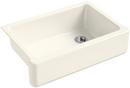 KOHLER Biscuit 32-11/16 x 21-9/16 in Cast Iron Single Bowl Farmhouse Kitchen Sink for Apron Front or Undermount Installation 