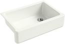 KOHLER Dune 32-11/16 x 21-9/16 in Cast Iron Single Bowl Farmhouse Kitchen Sink for Apron Front or Undermount Installation 