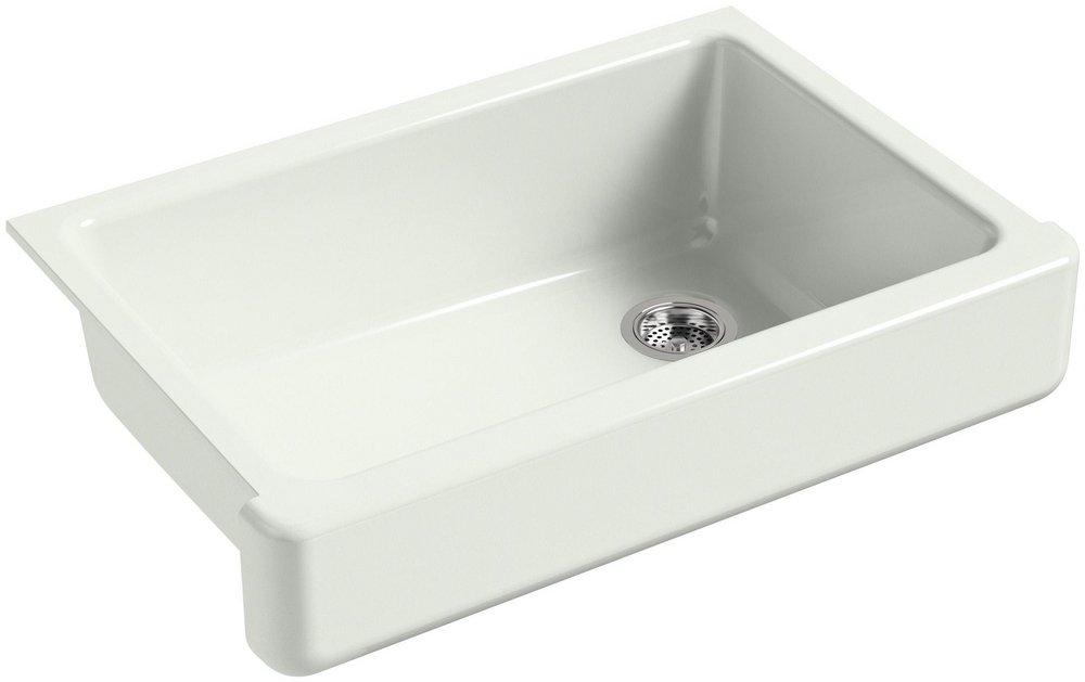 KOHLER Sea Salt&trade; 32-1/2 x 21-9/16 in. Cast Iron Single Bowl Farmhouse Kitchen Sink with Short Apron 