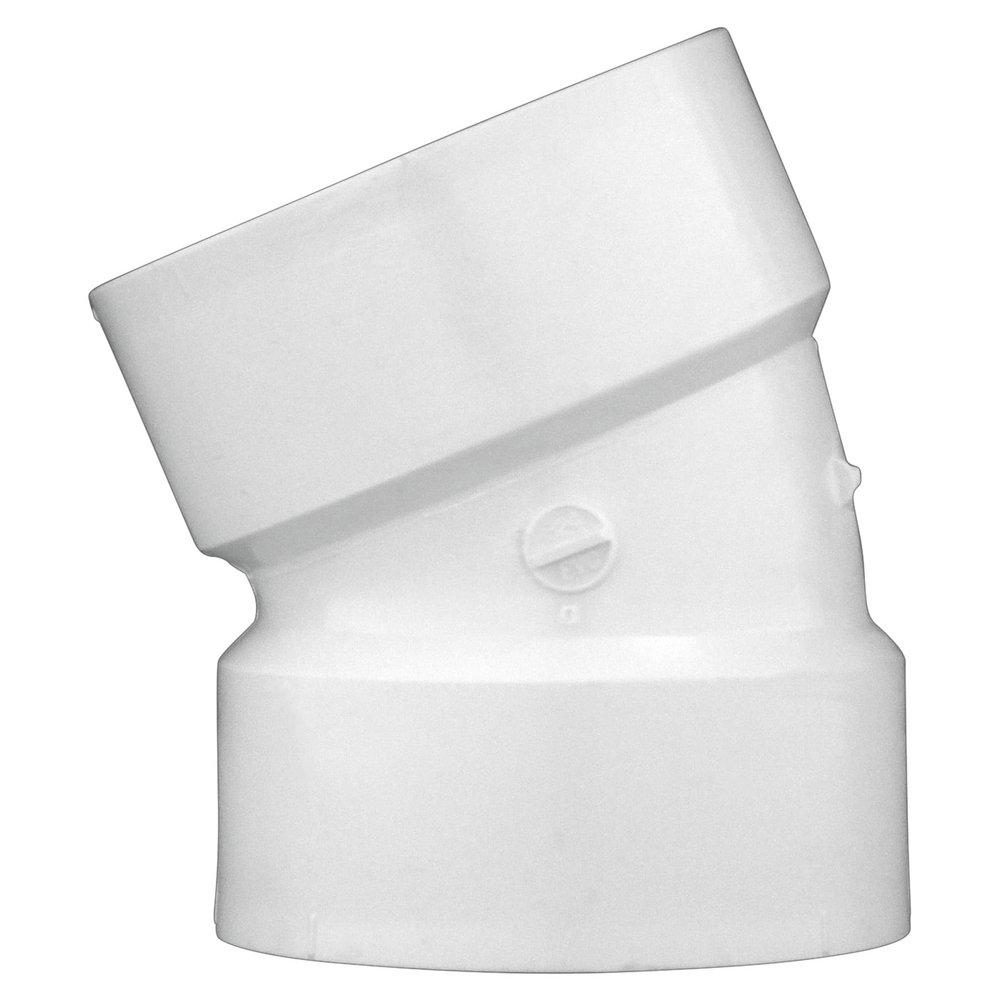 White PVC DWV 22-1/2° Elbow 