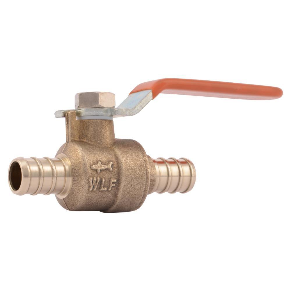 SharkBite&reg; Natural Brass DZR Brass Full Port PEX Barbed 200# Ball Valve 