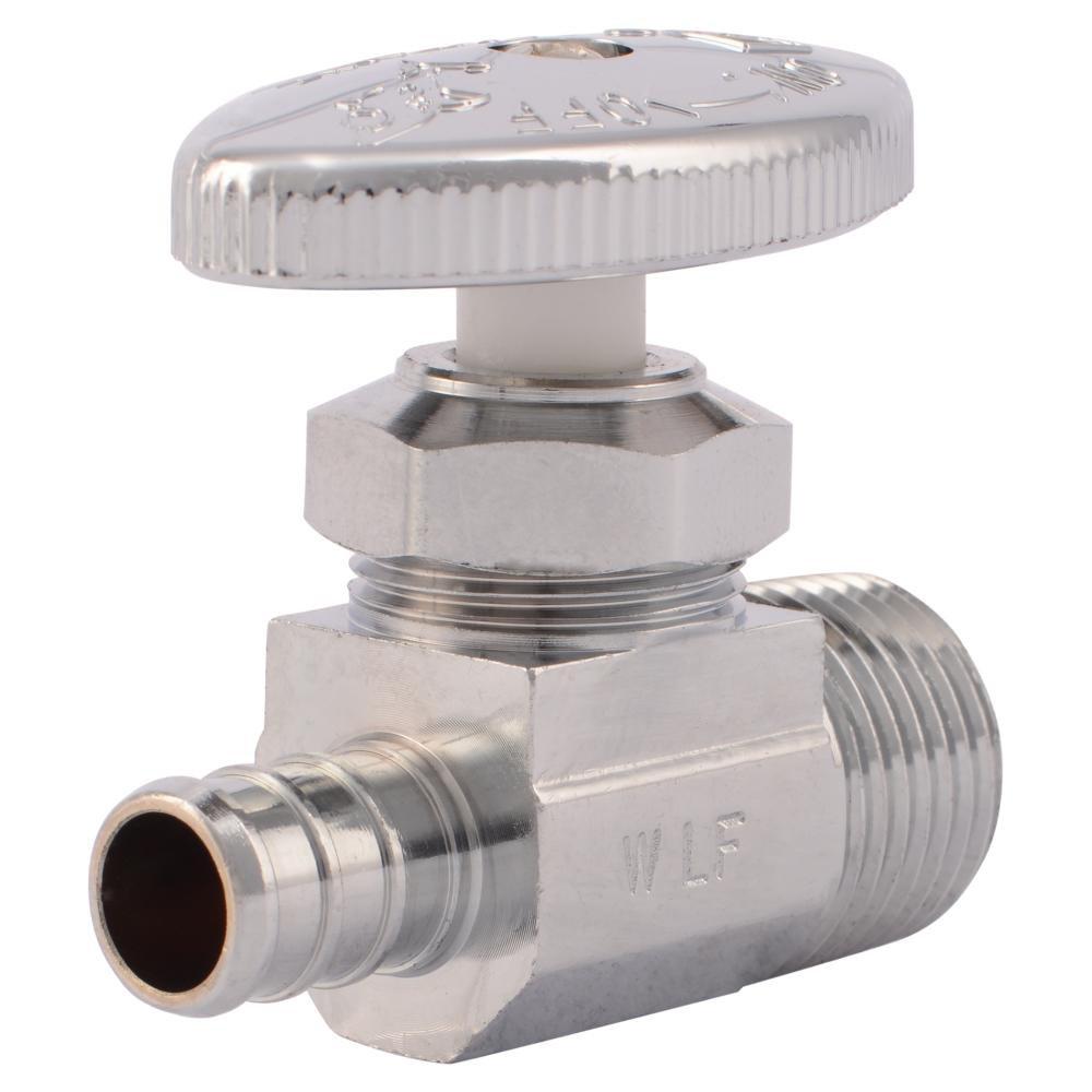 SharkBite&reg; Chrome Plated Barbed x MPT Oval Handle Straight Supply Stop Valve in Chrome Plated 