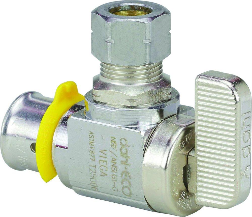 Viega Polished Chrome Press x CTS Lever Angle Supply Stop Valve in Polished Chrome 