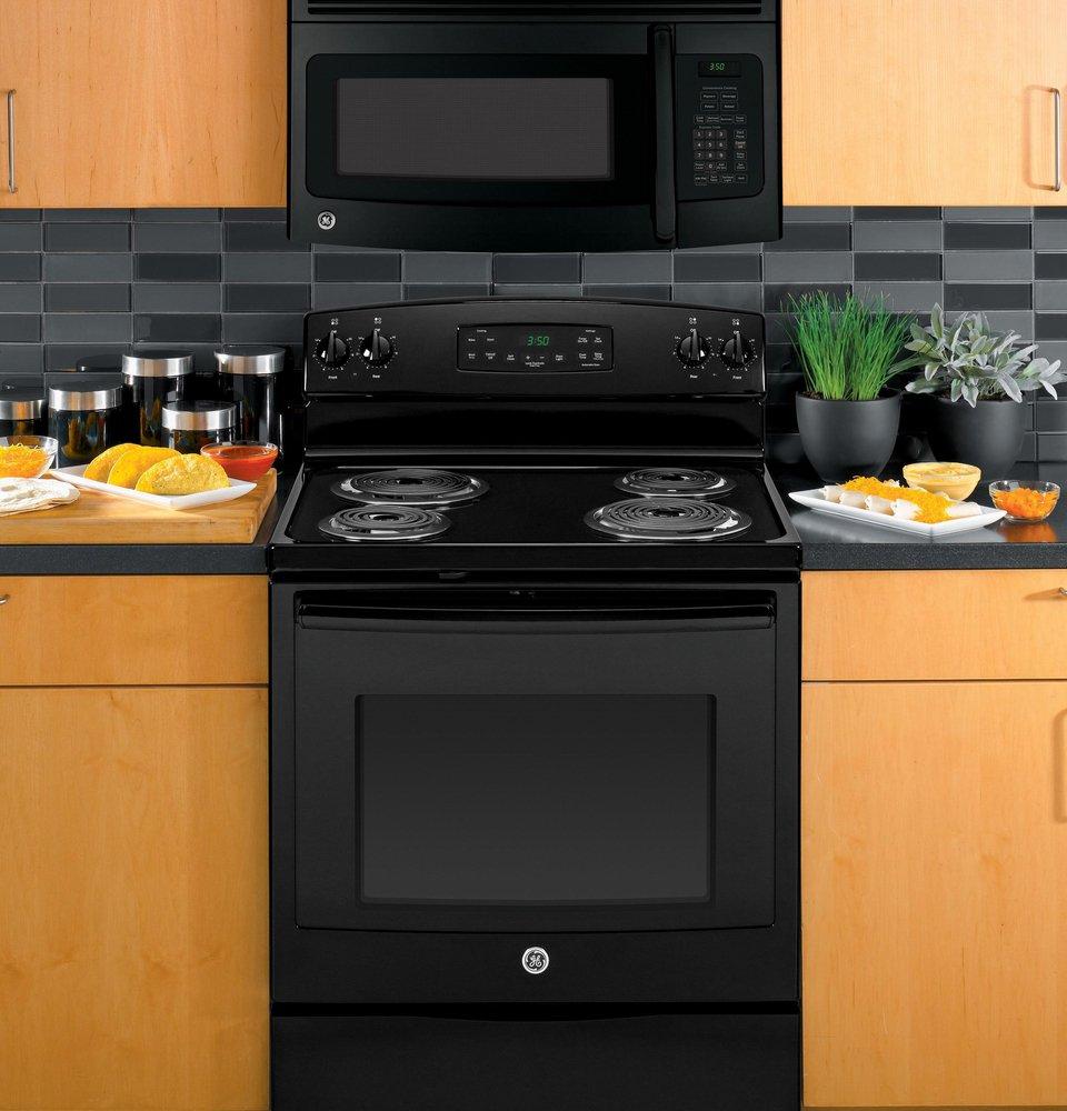 GE&reg; Black 29-7/8 in. 1.5 cf 950W Over The Range Microwave Oven 