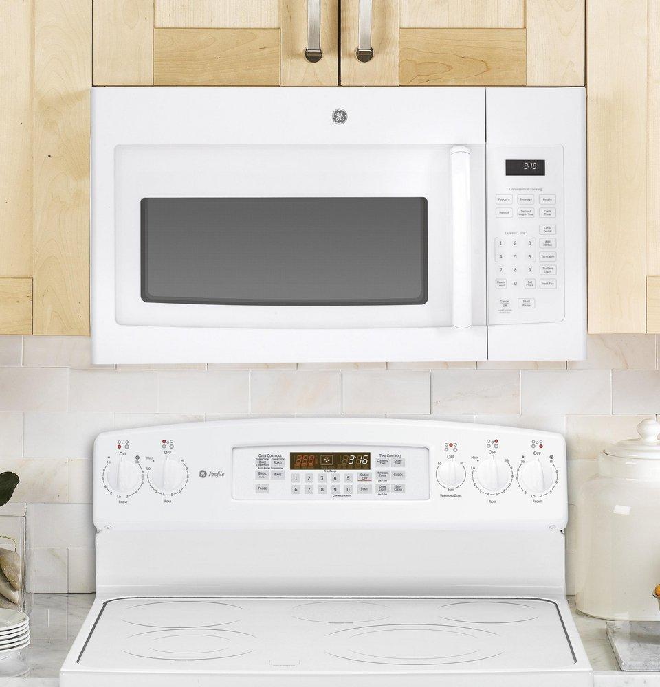GE&reg; White 1.6 cu. ft. 1000 W External Over-the-Range Microwave 