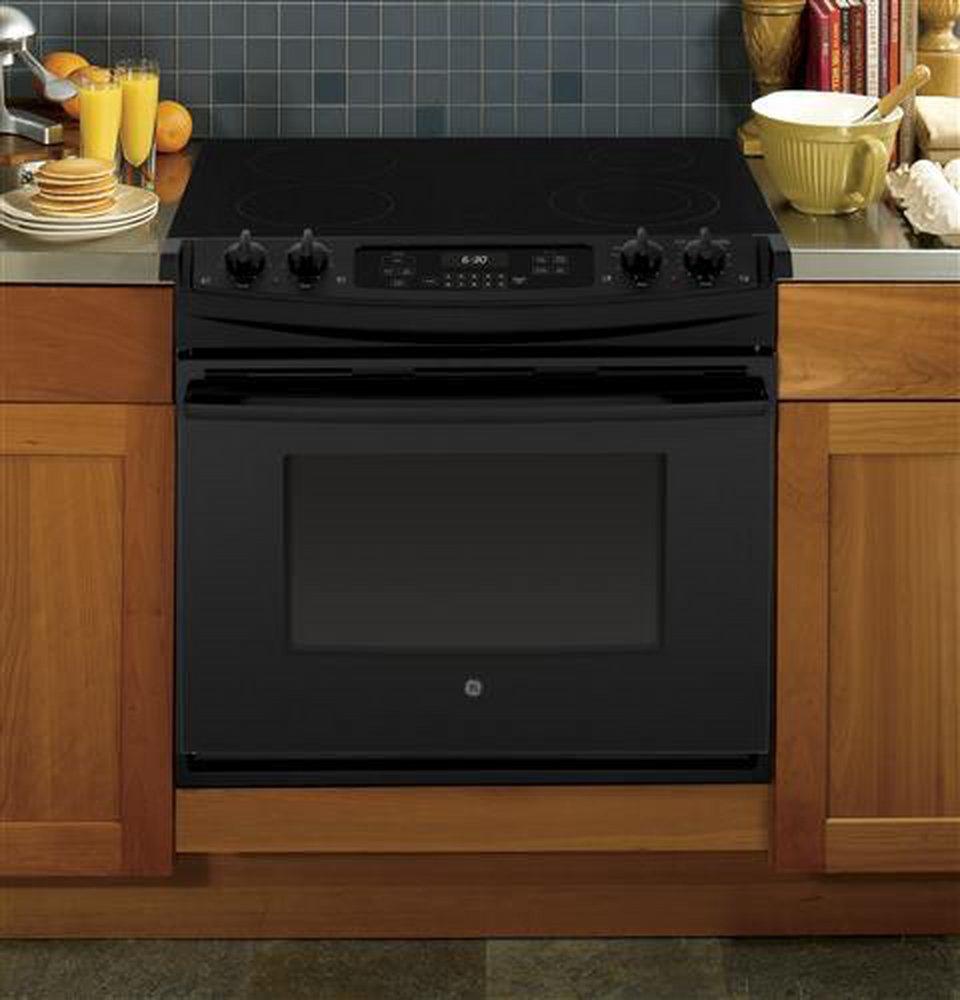 GE&reg; Black 31-1/4 in. Electric 4-Burner Smoothtop Drop-In Range 