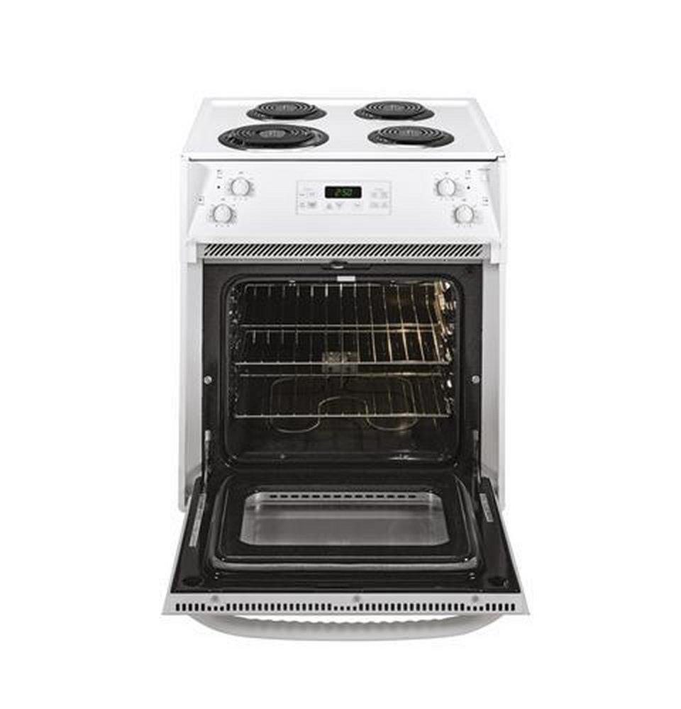 GE&reg; White on White 27-1/8 in. Electric 4-Burner Coil Drop-In Range 