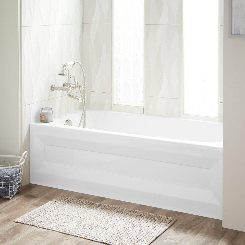 Signature Hardware White 59-3/4 x 30 in. Three Wall Alcove Soaker Bathtub in White 