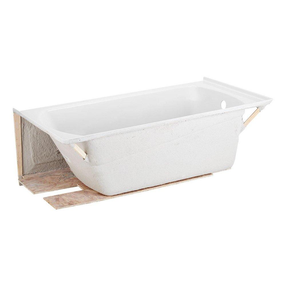 Signature Hardware White 59-3/4 x 30 in. Three Wall Alcove Soaker Bathtub in White 
