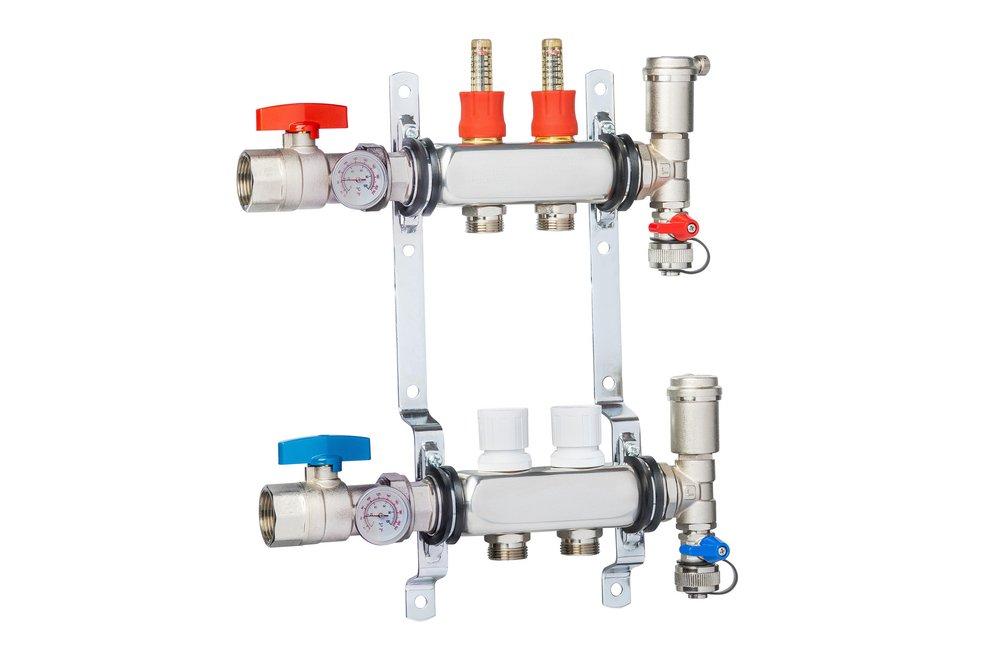 Zurn PEX Stainless Steel Heating Manifold with Flowmeter 