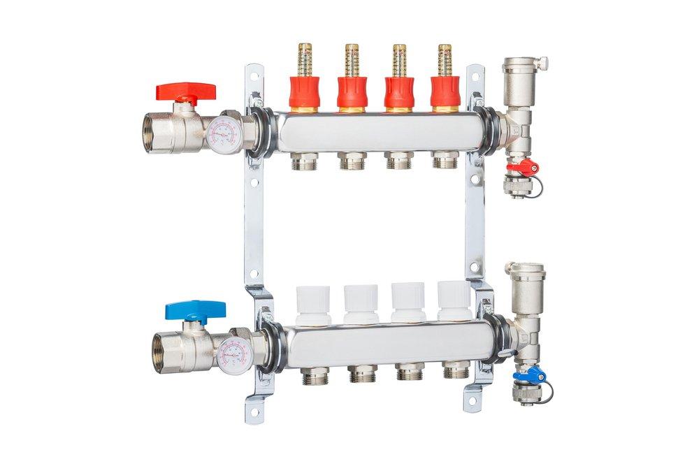 Zurn PEX Stainless Steel Heating Manifold with Flowmeter 