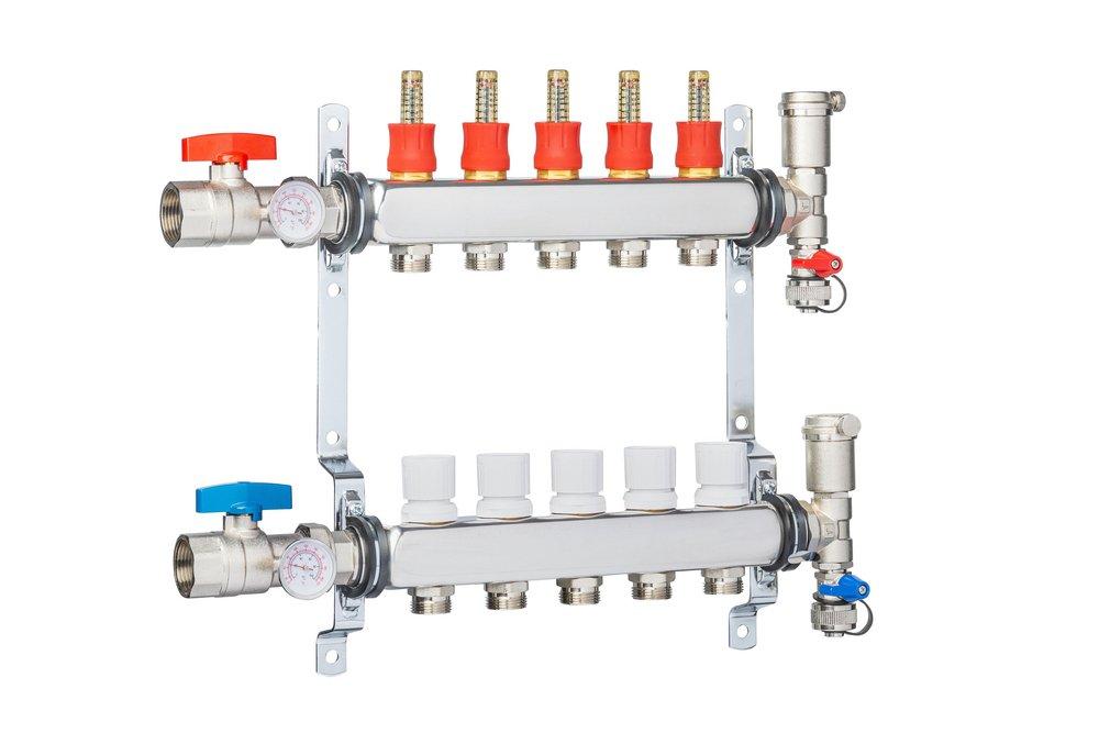 Zurn PEX Stainless Steel Heating Manifold with Flowmeter 