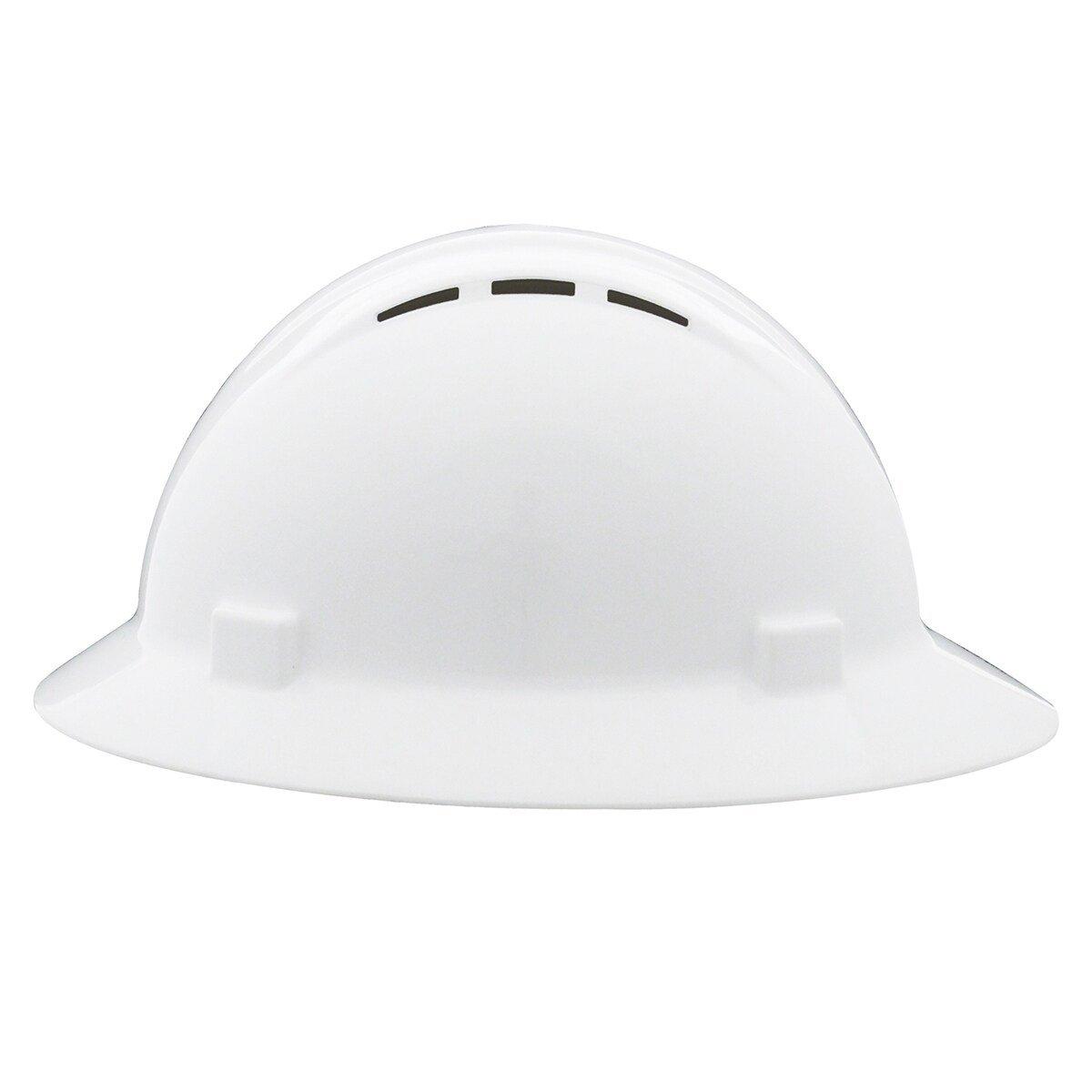 DeltaPlus White Size 6.5-8 Plastic Full Brim Vented Ratchet Hard Hat 