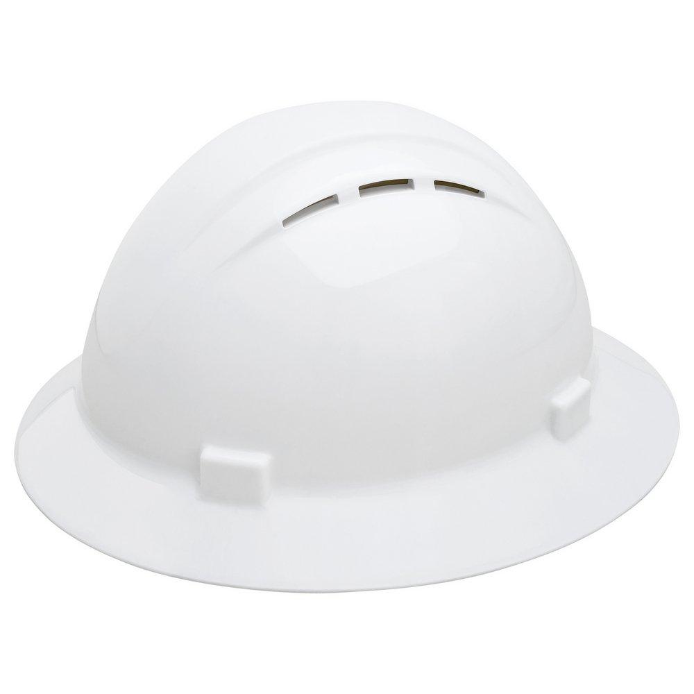 DeltaPlus White Size 6.5-8 Plastic Full Brim Vented Ratchet Hard Hat 