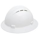 Size 6.5-8 Plastic Full Brim Vented Ratchet Hard Hat in White