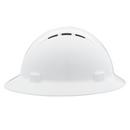 ERB Safety White Size 6.5-8 Plastic Full Brim Vented Ratchet Hard Hat 