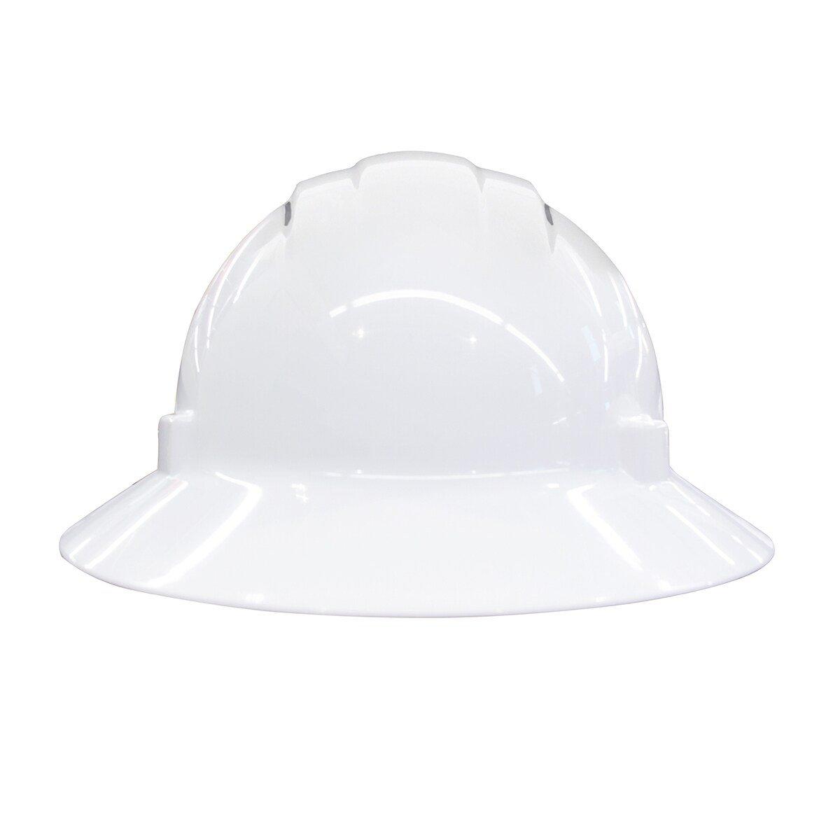 DeltaPlus White Size 6.5-8 Plastic Full Brim Vented Ratchet Hard Hat 