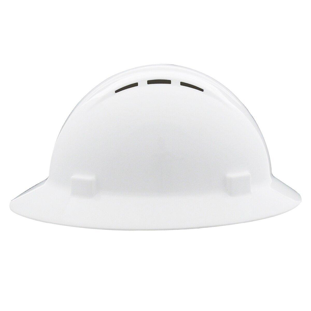 DeltaPlus White Size 6.5-8 Plastic Full Brim Vented Ratchet Hard Hat 