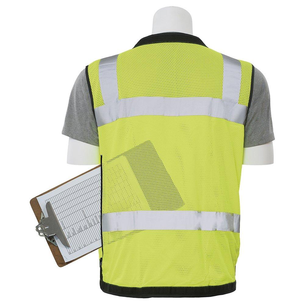 ERB Safety Hi-Viz Lime Surveyor Mesh Vest with Tablet Pocket in Hi-Viz Lime 