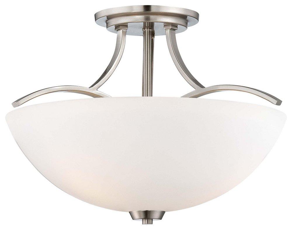 Minka Lavery Brushed Nickel 11-3/4 in. 3-Light Semi-Flushmount Ceiling Fixture 
