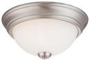 13 in. 60W 2-Light Flushmount in Brushed Nickel with Etched Opal Glass Shade