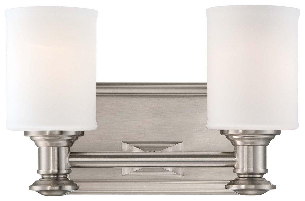 Minka Lavery Brushed Nickel 7-1/4 in. 100W Bath Light in Liberty Gold with Etched Opal Glass Shade 
