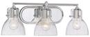8-1/4 in. 100W 3-Light Bath Light in Polished Chrome with Clear Seeded Glass Shade