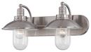 10-1/2 in. 60W 2-Light Bath Light in Brushed Nickel with Clear Glass Shade