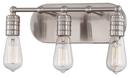 8-1/4 in. 40W 3-Light Bath Light in Brushed Nickel with Clear Glass Shade