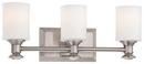 7-1/4 in. 100W 3-Light Bath Light in Brushed Nickel with Etched Opal Glass Shade