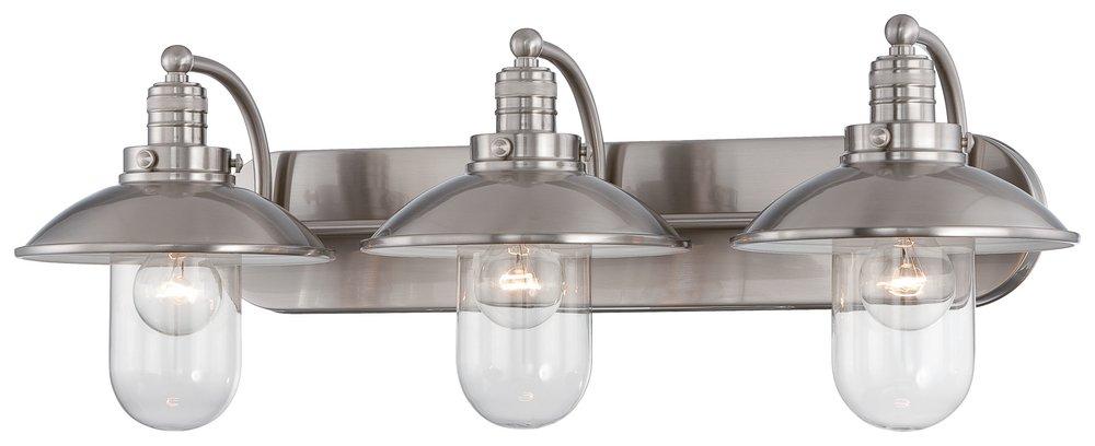 Minka Lavery Brushed Nickel 10-1/2 in. 60W Bath Light in Brushed Nickel with Clear Glass Shade 